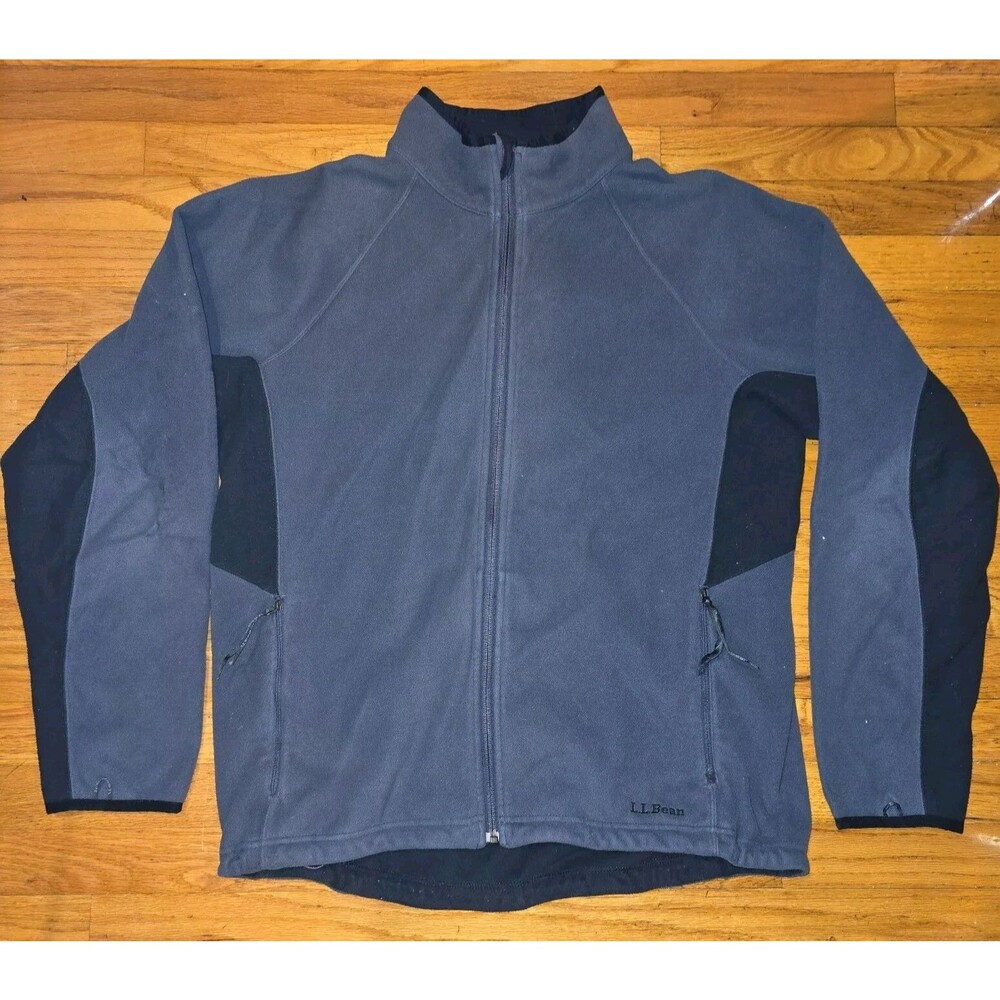 LL Bean Jacket Men's Large Gray Full Zip 0CFA2 Drawstring Waist Long Sleeve